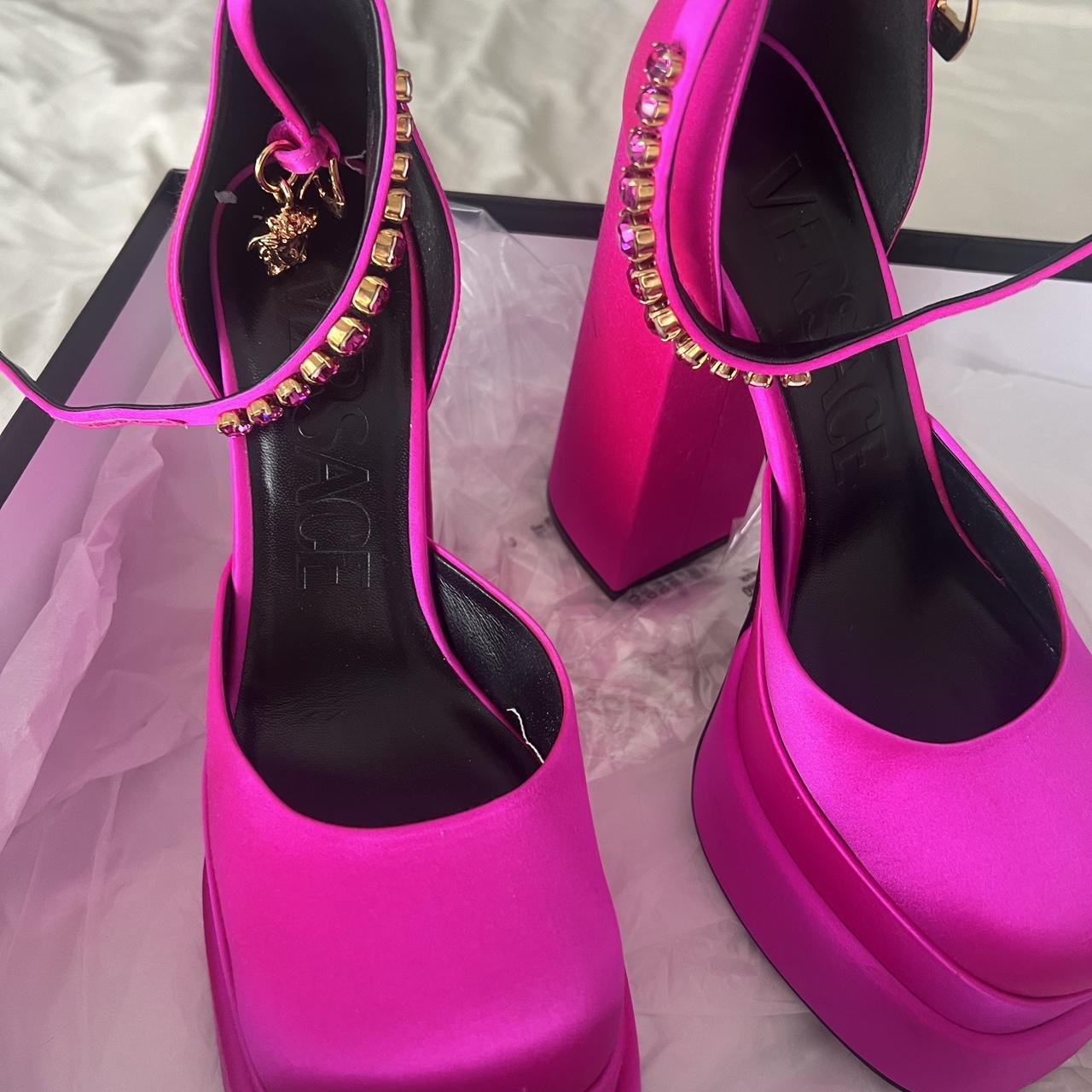 Versace Pink High Heels Versace Medusa Aevitas Platform Pumps For