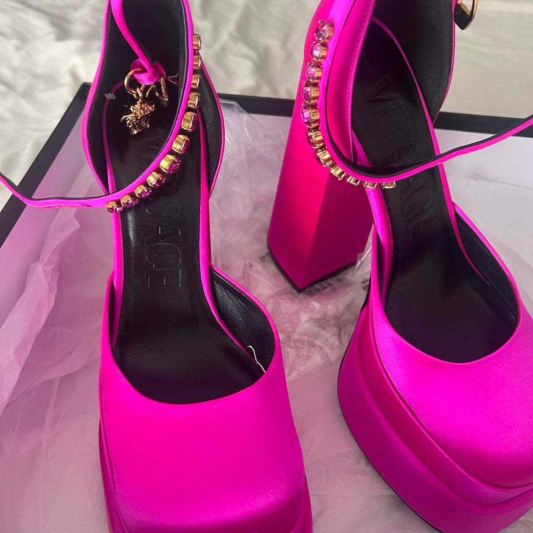 Versace Pink Platform Heels – Name Droppers